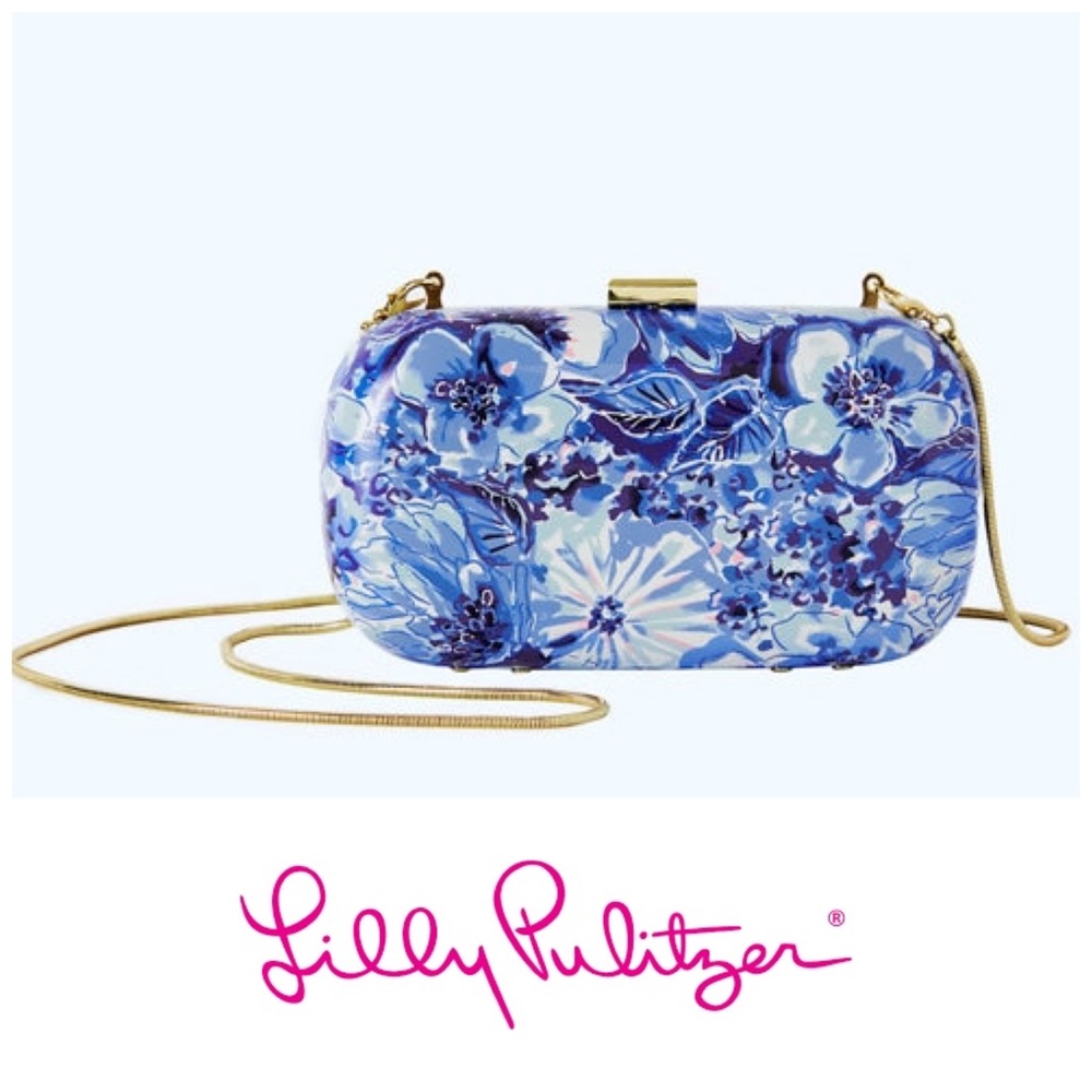 NWT Lilly Pulitzer Blue Floral Hard Clutch